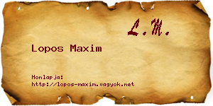 Lopos Maxim névjegykártya